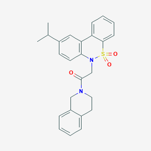 molecular formula C26H26N2O3S B11374030 1-(3,4-Dihydro-2(1H)-isoquinolinyl)-2-(9-isopropyl-5,5-dioxido-6H-dibenzo[C,E][1,2]thiazin-6-YL)ethanone 