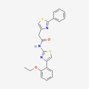 molecular formula C22H19N3O2S2 B11374058 N-[4-(2-ethoxyphenyl)-1,3-thiazol-2-yl]-2-(2-phenyl-1,3-thiazol-4-yl)acetamide 