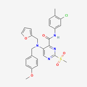 molecular formula C26H25ClN4O5S B11374154 N-(3-chloro-4-methylphenyl)-5-[(furan-2-ylmethyl)(4-methoxybenzyl)amino]-2-(methylsulfonyl)pyrimidine-4-carboxamide 