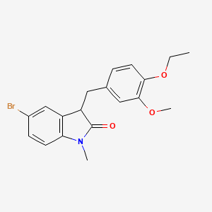 molecular formula C19H20BrNO3 B11374176 5-bromo-3-(4-ethoxy-3-methoxybenzyl)-1-methyl-1,3-dihydro-2H-indol-2-one 