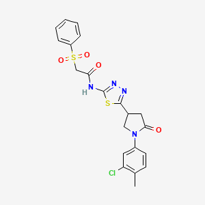 N-{5-[1-(3-chloro-4-methylphenyl)-5-oxopyrrolidin-3-yl]-1,3,4-thiadiazol-2-yl}-2-(phenylsulfonyl)acetamide