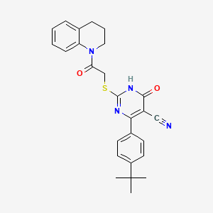 4-(4-(tert-butyl)phenyl)-2-((2-(3,4-dihydroquinolin-1(2H)-yl)-2-oxoethyl)thio)-6-oxo-1,6-dihydropyrimidine-5-carbonitrile