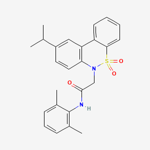 molecular formula C25H26N2O3S B11374281 N-(2,6-dimethylphenyl)-2-(9-isopropyl-5,5-dioxido-6H-dibenzo[c,e][1,2]thiazin-6-yl)acetamide 