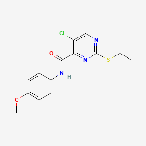 molecular formula C15H16ClN3O2S B11374376 5-chloro-N-(4-methoxyphenyl)-2-(propan-2-ylsulfanyl)pyrimidine-4-carboxamide 