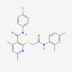 molecular formula C24H24ClN3O2S B11374417 N-(4-chlorophenyl)-2-({2-[(2,4-dimethylphenyl)amino]-2-oxoethyl}sulfanyl)-4,6-dimethylpyridine-3-carboxamide 