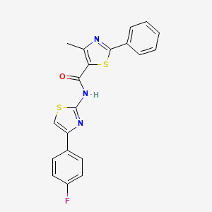 molecular formula C20H14FN3OS2 B11374445 N-[4-(4-fluorophenyl)-1,3-thiazol-2-yl]-4-methyl-2-phenyl-1,3-thiazole-5-carboxamide 