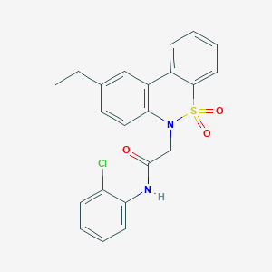 molecular formula C22H19ClN2O3S B11374451 N-(2-chlorophenyl)-2-(9-ethyl-5,5-dioxido-6H-dibenzo[c,e][1,2]thiazin-6-yl)acetamide 