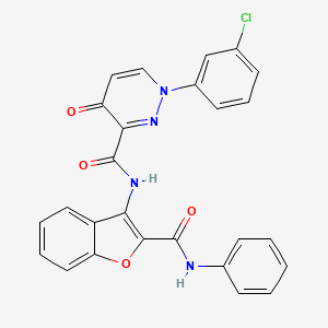 molecular formula C26H17ClN4O4 B11374472 1-(3-chlorophenyl)-4-oxo-N-[2-(phenylcarbamoyl)-1-benzofuran-3-yl]-1,4-dihydropyridazine-3-carboxamide 