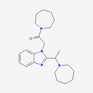 molecular formula C23H34N4O B11374473 1-(azepan-1-yl)-2-{2-[1-(azepan-1-yl)ethyl]-1H-benzimidazol-1-yl}ethanone 