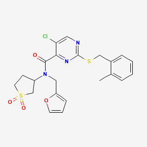 5-chloro-N-(1,1-dioxidotetrahydrothiophen-3-yl)-N-(furan-2-ylmethyl)-2-[(2-methylbenzyl)sulfanyl]pyrimidine-4-carboxamide