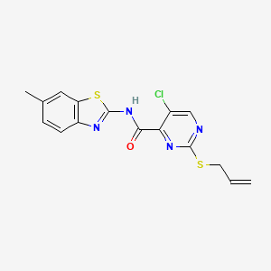 5-chloro-N-(6-methyl-1,3-benzothiazol-2-yl)-2-(prop-2-en-1-ylsulfanyl)pyrimidine-4-carboxamide