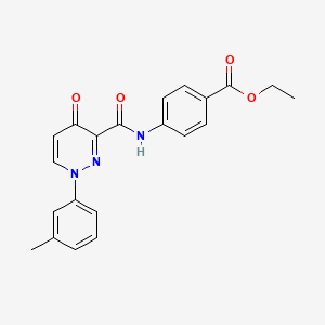 molecular formula C21H19N3O4 B11374573 Ethyl 4-({[1-(3-methylphenyl)-4-oxo-1,4-dihydropyridazin-3-yl]carbonyl}amino)benzoate 