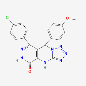 molecular formula C19H14ClN7O2 B11374626 10-(4-chlorophenyl)-8-(4-methoxyphenyl)-2,4,5,6,7,11,12-heptazatricyclo[7.4.0.03,7]trideca-1(9),3,5,10-tetraen-13-one 