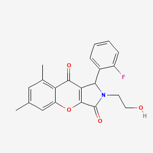 molecular formula C21H18FNO4 B11374700 1-(2-Fluorophenyl)-2-(2-hydroxyethyl)-6,8-dimethyl-1,2-dihydrochromeno[2,3-c]pyrrole-3,9-dione 