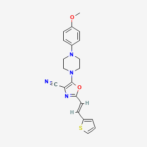 molecular formula C21H20N4O2S B11374719 5-[4-(4-methoxyphenyl)piperazin-1-yl]-2-[(E)-2-(thiophen-2-yl)ethenyl]-1,3-oxazole-4-carbonitrile 