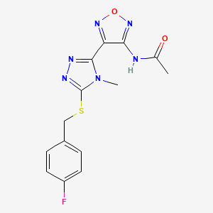 molecular formula C14H13FN6O2S B11374767 N-(4-{5-[(4-fluorobenzyl)sulfanyl]-4-methyl-4H-1,2,4-triazol-3-yl}-1,2,5-oxadiazol-3-yl)acetamide 