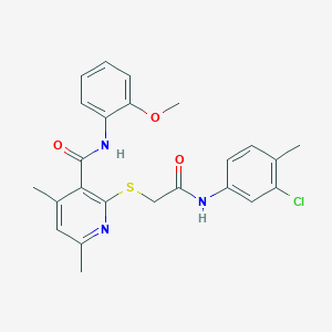 molecular formula C24H24ClN3O3S B11374791 2-({2-[(3-chloro-4-methylphenyl)amino]-2-oxoethyl}sulfanyl)-N-(2-methoxyphenyl)-4,6-dimethylpyridine-3-carboxamide 