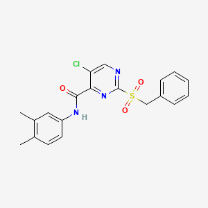 molecular formula C20H18ClN3O3S B11374822 2-(benzylsulfonyl)-5-chloro-N-(3,4-dimethylphenyl)pyrimidine-4-carboxamide 