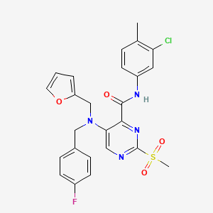 molecular formula C25H22ClFN4O4S B11374895 N-(3-chloro-4-methylphenyl)-5-[(4-fluorobenzyl)(furan-2-ylmethyl)amino]-2-(methylsulfonyl)pyrimidine-4-carboxamide 