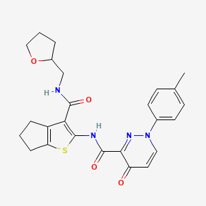 1-(4-methylphenyl)-4-oxo-N-{3-[(tetrahydrofuran-2-ylmethyl)carbamoyl]-5,6-dihydro-4H-cyclopenta[b]thiophen-2-yl}-1,4-dihydropyridazine-3-carboxamide