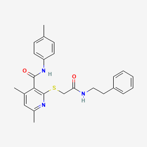 molecular formula C25H27N3O2S B11375002 4,6-dimethyl-N-(4-methylphenyl)-2-({2-oxo-2-[(2-phenylethyl)amino]ethyl}sulfanyl)pyridine-3-carboxamide 