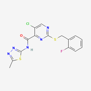 molecular formula C15H11ClFN5OS2 B11375010 5-chloro-2-[(2-fluorobenzyl)sulfanyl]-N-(5-methyl-1,3,4-thiadiazol-2-yl)pyrimidine-4-carboxamide 