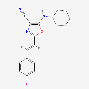 molecular formula C18H18FN3O B11375023 5-(cyclohexylamino)-2-[(E)-2-(4-fluorophenyl)ethenyl]-1,3-oxazole-4-carbonitrile 