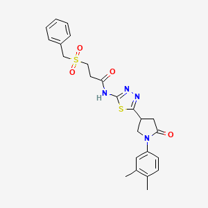 molecular formula C24H26N4O4S2 B11375036 3-(benzylsulfonyl)-N-{5-[1-(3,4-dimethylphenyl)-5-oxopyrrolidin-3-yl]-1,3,4-thiadiazol-2-yl}propanamide 