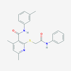 molecular formula C23H23N3O2S B11375108 4,6-dimethyl-N-(3-methylphenyl)-2-{[2-oxo-2-(phenylamino)ethyl]sulfanyl}pyridine-3-carboxamide 