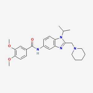 3,4-dimethoxy-N-[2-(piperidin-1-ylmethyl)-1-(propan-2-yl)-1H-benzimidazol-5-yl]benzamide