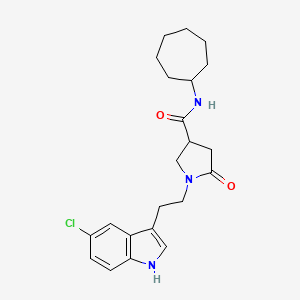 1-[2-(5-chloro-1H-indol-3-yl)ethyl]-N-cycloheptyl-5-oxopyrrolidine-3-carboxamide