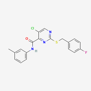 molecular formula C19H15ClFN3OS B11375194 5-chloro-2-[(4-fluorobenzyl)sulfanyl]-N-(3-methylphenyl)pyrimidine-4-carboxamide 