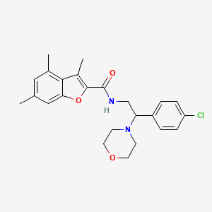 molecular formula C24H27ClN2O3 B11375293 N-[2-(4-chlorophenyl)-2-(morpholin-4-yl)ethyl]-3,4,6-trimethyl-1-benzofuran-2-carboxamide 