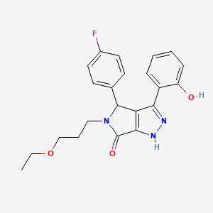 molecular formula C22H22FN3O3 B11375309 5-(3-ethoxypropyl)-4-(4-fluorophenyl)-3-(2-hydroxyphenyl)-4,5-dihydropyrrolo[3,4-c]pyrazol-6(1H)-one 