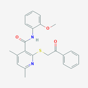 N-(2-methoxyphenyl)-4,6-dimethyl-2-[(2-oxo-2-phenylethyl)sulfanyl]pyridine-3-carboxamide