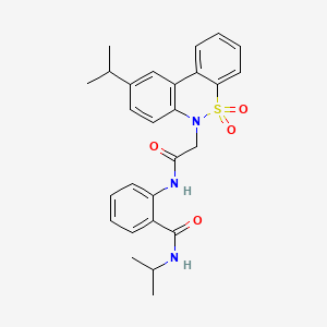 molecular formula C27H29N3O4S B11375320 N-isopropyl-2-{[(9-isopropyl-5,5-dioxido-6H-dibenzo[c,e][1,2]thiazin-6-yl)acetyl]amino}benzamide 