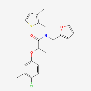 molecular formula C21H22ClNO3S B11375322 2-(4-chloro-3-methylphenoxy)-N-(furan-2-ylmethyl)-N-[(3-methylthiophen-2-yl)methyl]propanamide 