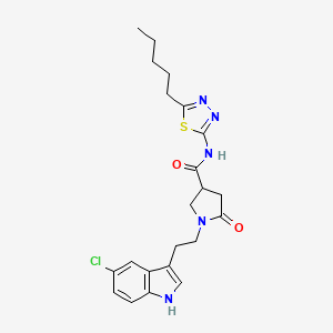 1-[2-(5-chloro-1H-indol-3-yl)ethyl]-5-oxo-N-(5-pentyl-1,3,4-thiadiazol-2-yl)pyrrolidine-3-carboxamide