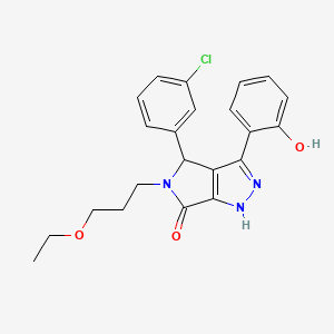 molecular formula C22H22ClN3O3 B11375355 4-(3-chlorophenyl)-5-(3-ethoxypropyl)-3-(2-hydroxyphenyl)-4,5-dihydropyrrolo[3,4-c]pyrazol-6(1H)-one 