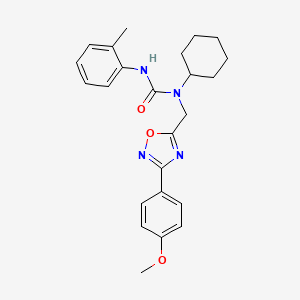 molecular formula C24H28N4O3 B11375398 1-Cyclohexyl-1-{[3-(4-methoxyphenyl)-1,2,4-oxadiazol-5-yl]methyl}-3-(2-methylphenyl)urea 