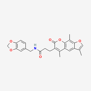 molecular formula C25H23NO6 B11375407 N-(1,3-benzodioxol-5-ylmethyl)-3-(3,5,9-trimethyl-7-oxo-7H-furo[3,2-g]chromen-6-yl)propanamide 