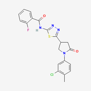 N-{5-[1-(3-chloro-4-methylphenyl)-5-oxopyrrolidin-3-yl]-1,3,4-thiadiazol-2-yl}-2-fluorobenzamide