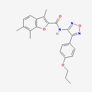 molecular formula C23H23N3O4 B11375453 3,6,7-trimethyl-N-[4-(4-propoxyphenyl)-1,2,5-oxadiazol-3-yl]-1-benzofuran-2-carboxamide 