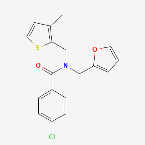 4-chloro-N-(furan-2-ylmethyl)-N-[(3-methylthiophen-2-yl)methyl]benzamide