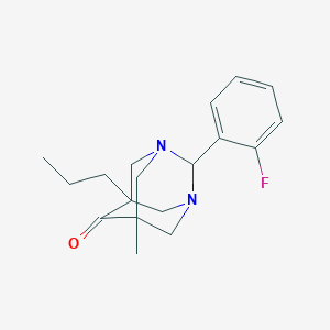 2-(2-Fluorophenyl)-5-methyl-7-propyl-1,3-diazatricyclo[3.3.1.1~3,7~]decan-6-one