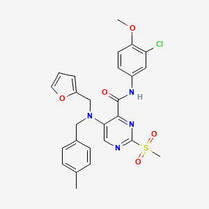 N-(3-chloro-4-methoxyphenyl)-5-[(furan-2-ylmethyl)(4-methylbenzyl)amino]-2-(methylsulfonyl)pyrimidine-4-carboxamide