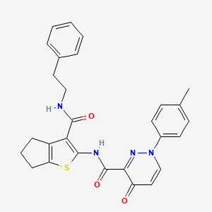 1-(4-methylphenyl)-4-oxo-N-{3-[(2-phenylethyl)carbamoyl]-5,6-dihydro-4H-cyclopenta[b]thiophen-2-yl}-1,4-dihydropyridazine-3-carboxamide