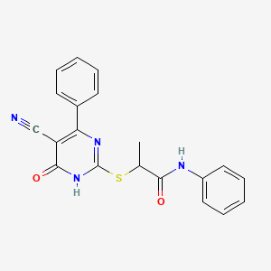 2-[(5-Cyano-6-oxo-4-phenyl-1,6-dihydropyrimidin-2-YL)sulfanyl]-N-phenylpropanamide