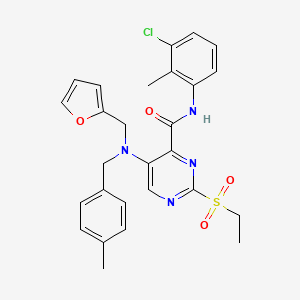 N-(3-chloro-2-methylphenyl)-2-(ethylsulfonyl)-5-[(furan-2-ylmethyl)(4-methylbenzyl)amino]pyrimidine-4-carboxamide