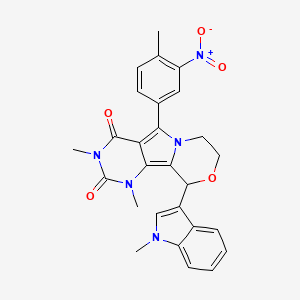 3,5-dimethyl-13-(1-methylindol-3-yl)-8-(4-methyl-3-nitrophenyl)-12-oxa-3,5,9-triazatricyclo[7.4.0.02,7]trideca-1,7-diene-4,6-dione